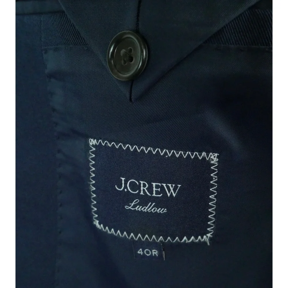 J.Crew Ludlow Blazer 40R Navy Blue Duca Visconti Italian Cotton Twill Jacket